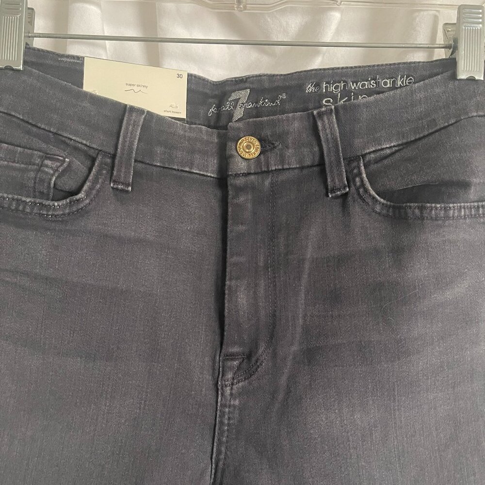 7 For All Mankind Women's Skinny Jeans - Washed Charcoal Black - SZ: 30